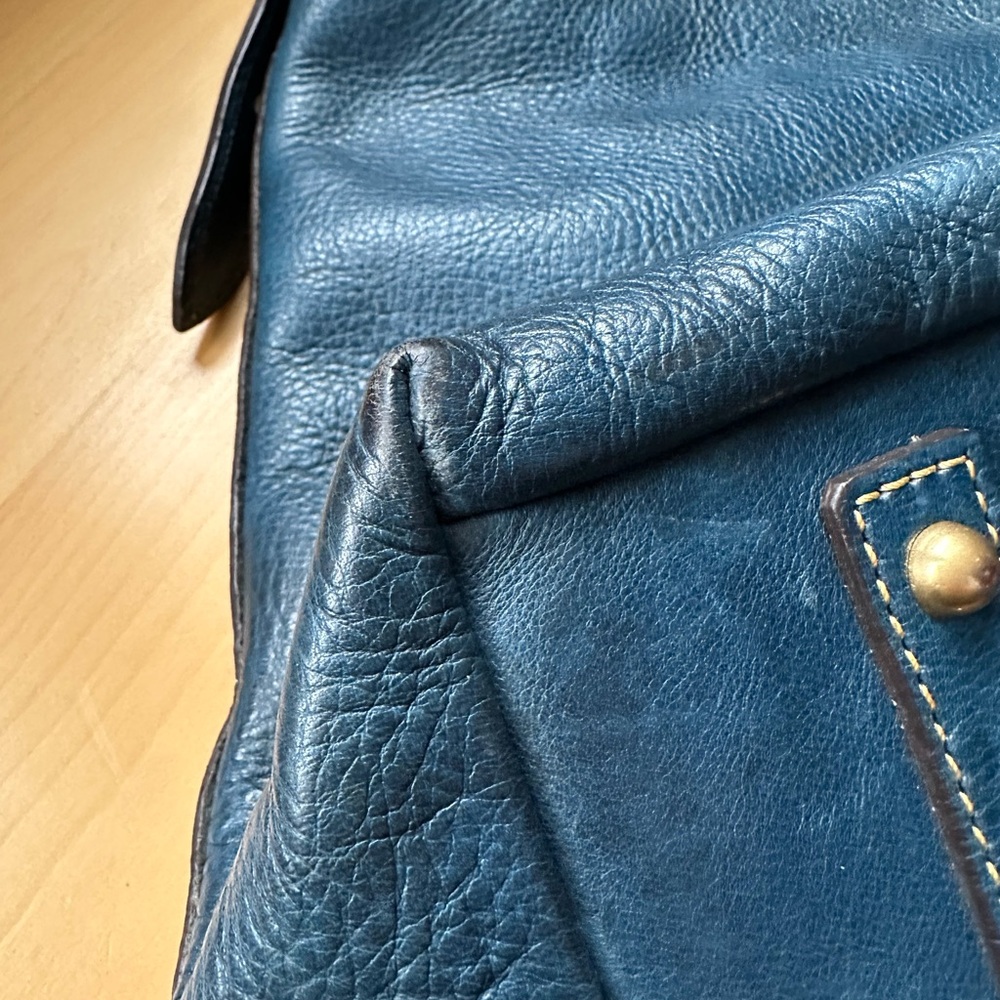 Vintage Dooney & Bourke Ocean Blue Kingston Hobo Leather Shoulder Bag - Picture 15 of 15